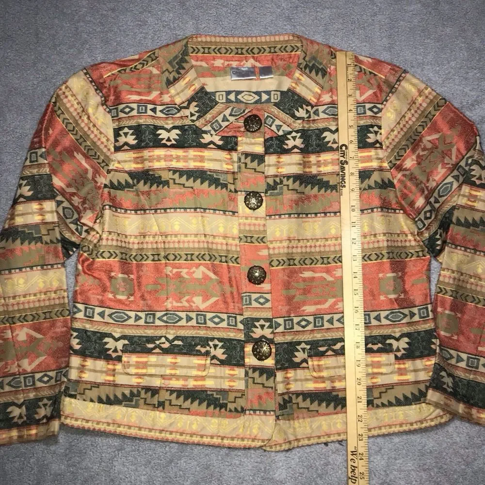 Chico's Womens Mayan Sunset Cebia‎ Jacket Southwestern Aztec Blazer Size 3 - Picture 7 of 12